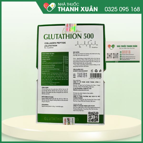 Uni Skin GLUTATHION 500 - Hỗ trợ chống oxy hóa, giúp hạn chế lão hóa